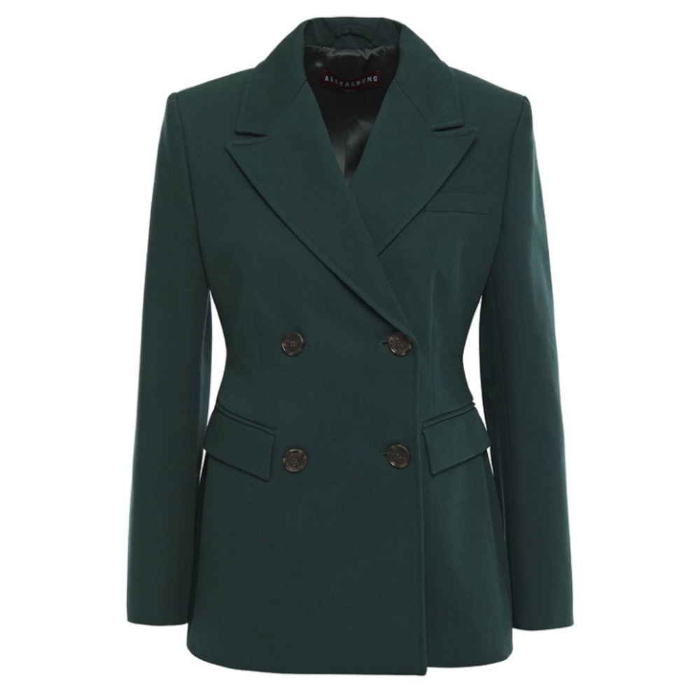 Alexa Chung Double-Breasted Cotton Twill Blazer